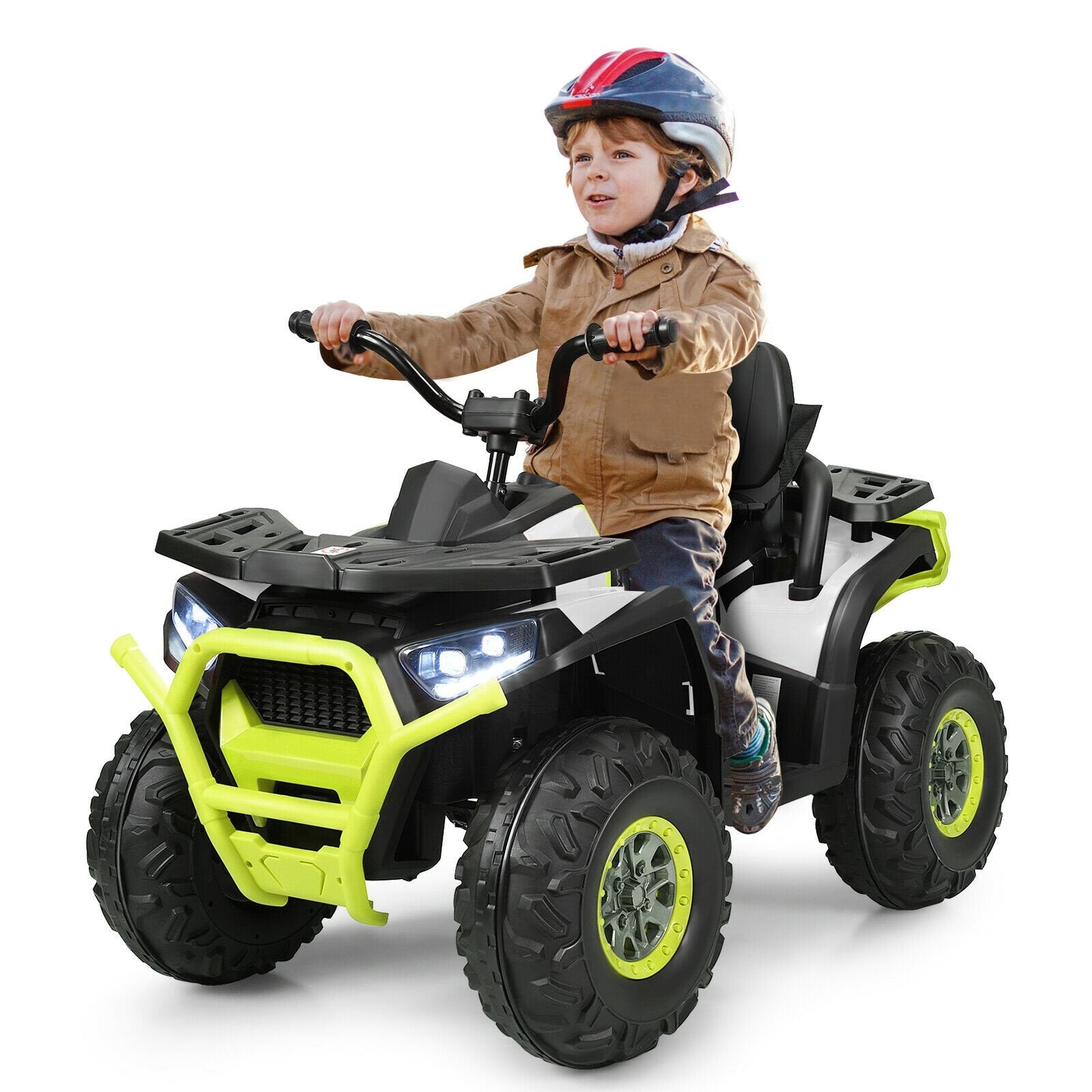 12 V Kids Electric 4-Wheeler ATV Quad with MP3 and LED Lights, White Powered Ride On Toys   at Gallery Canada