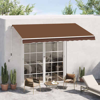 12' x 10' Manual Retractable Awning Outdoor Sunshade Shelter for Patio, Balcony, Yard, with Adjustable &; Versatile Design, Coffee Deck Awnings   at Gallery Canada