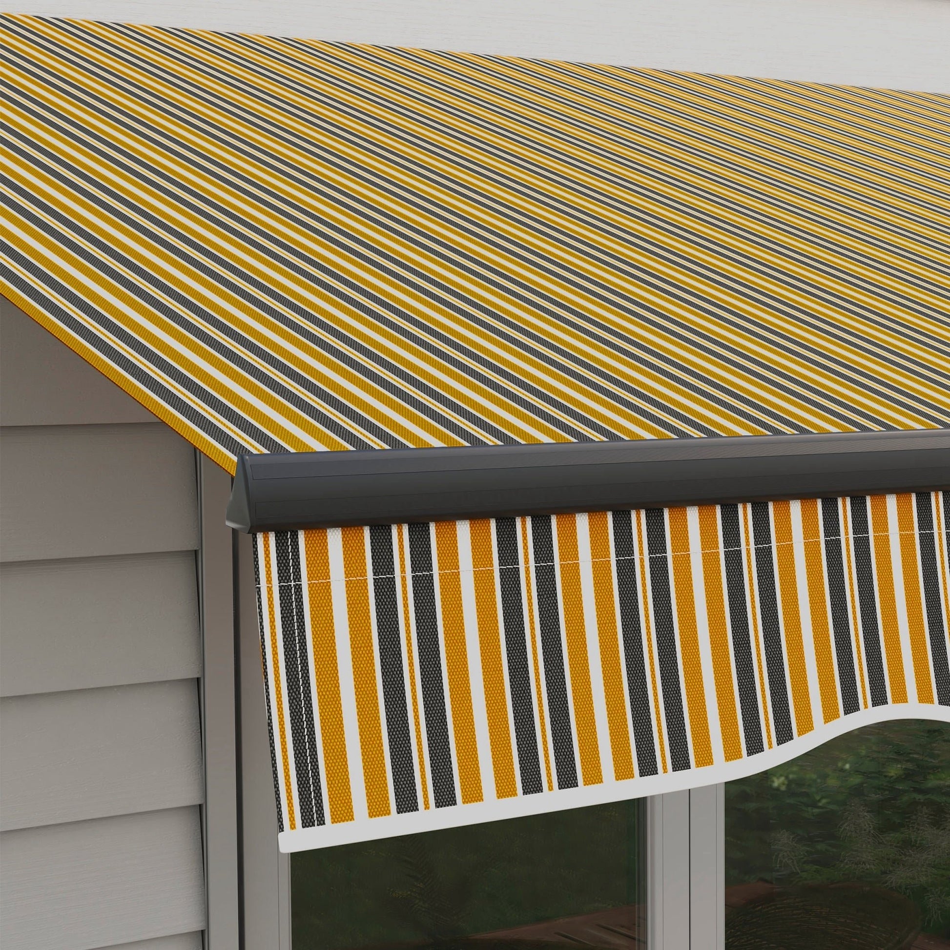 12' x 10' Retractable Awning, 280gsm UV Resistant Sunshade Shelter, for Deck, Balcony, Yard, Yellow and Grey Patio Awnings   at Gallery Canada