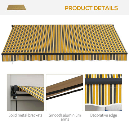 12' x 10' Retractable Awning, 280gsm UV Resistant Sunshade Shelter, for Deck, Balcony, Yard, Yellow and Grey Patio Awnings   at Gallery Canada