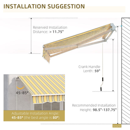 Retractable 12' x 10' Patio Awning with Manual Crank, UV & Water-Resistant, Yellow/Grey Deck Awnings   at Gallery Canada