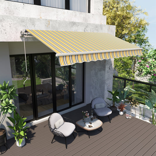 Retractable 12' x 10' Patio Awning with Manual Crank, UV & Water-Resistant, Yellow/Grey Deck Awnings Yellow and Grey  at Gallery Canada