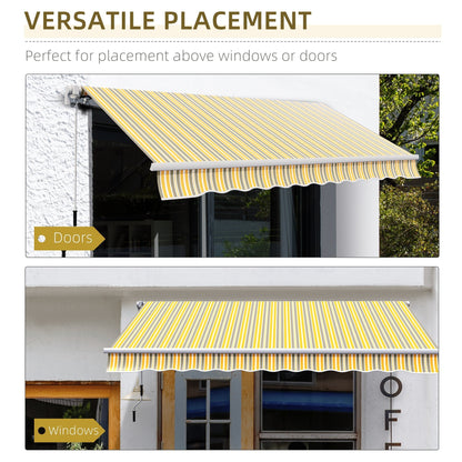 Retractable 12' x 10' Patio Awning with Manual Crank, UV & Water-Resistant, Yellow/Grey Deck Awnings   at Gallery Canada