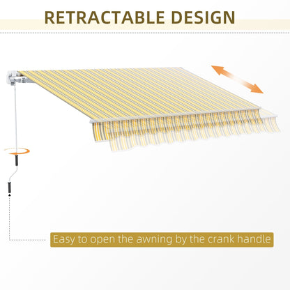 Retractable 12' x 10' Patio Awning with Manual Crank, UV & Water-Resistant, Yellow/Grey Deck Awnings   at Gallery Canada