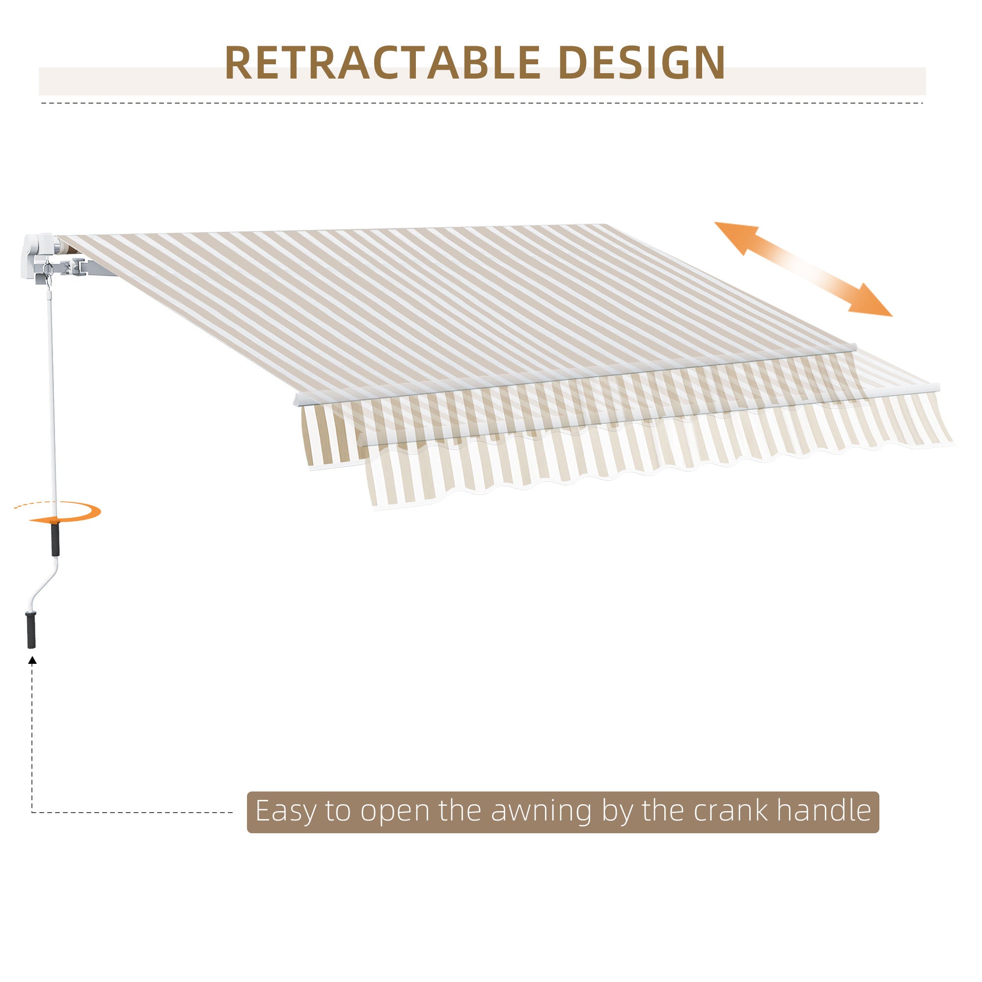 12' x 10' Retractable Awning Patio UV Resistant Fabric and Aluminum Frame for Deck, Balcony, Yard, Beige Deck Awnings   at Gallery Canada