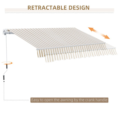 12' x 10' Retractable Awning Patio UV Resistant Fabric and Aluminum Frame for Deck, Balcony, Yard, Beige Deck Awnings   at Gallery Canada