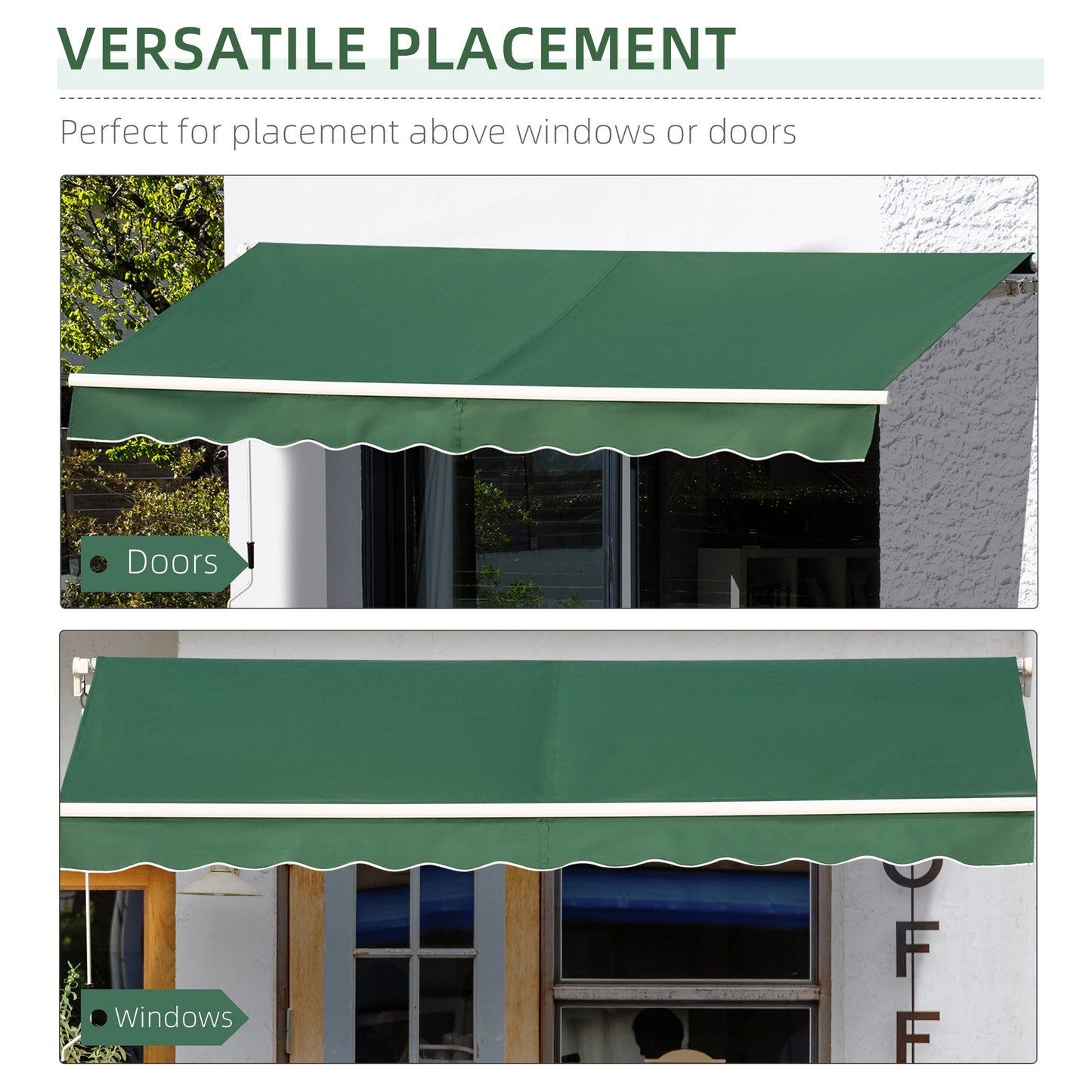 12' x 10' Retractable Awning Patio UV Resistant Fabric and Aluminum Frame for Deck, Balcony, Yard, Green Deck Awnings   at Gallery Canada