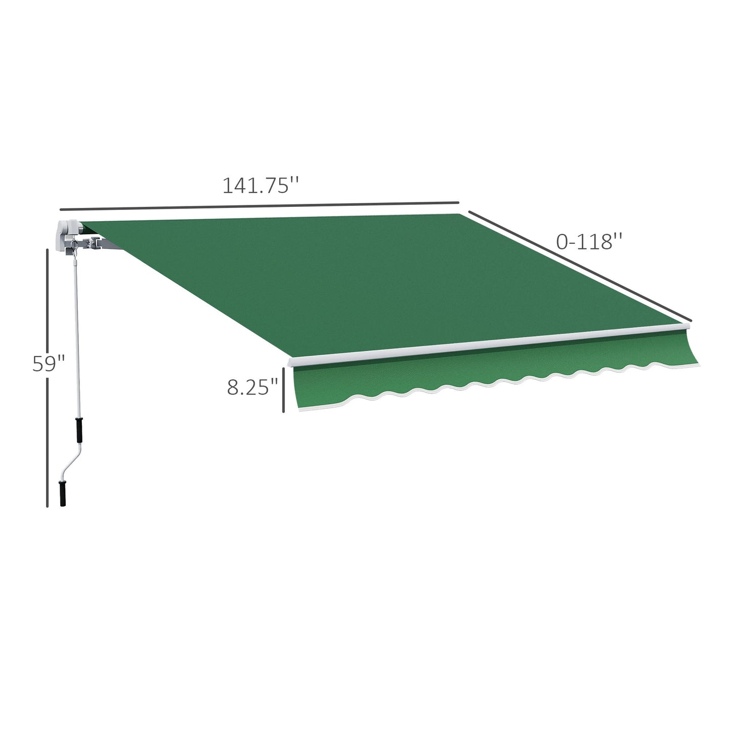 12' x 10' Retractable Awning Patio UV Resistant Fabric and Aluminum Frame for Deck, Balcony, Yard, Green Deck Awnings   at Gallery Canada