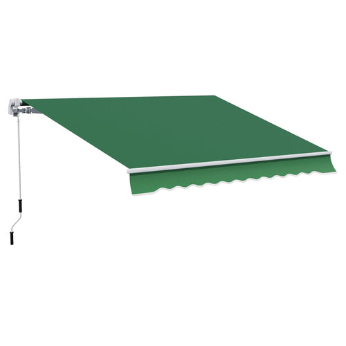 12' x 10' Retractable Awning Patio UV Resistant Fabric and Aluminum Frame for Deck, Balcony, Yard, Green