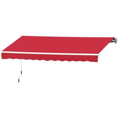 12' x 10' Retractable Awning Patio UV Resistant Fabric and Aluminum Frame for Deck, Balcony, Yard, Wine Red