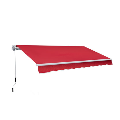 12' x 10' Retractable Awning Patio UV Resistant Fabric and Aluminum Frame for Deck, Balcony, Yard, Wine Red Deck Awnings   at Gallery Canada