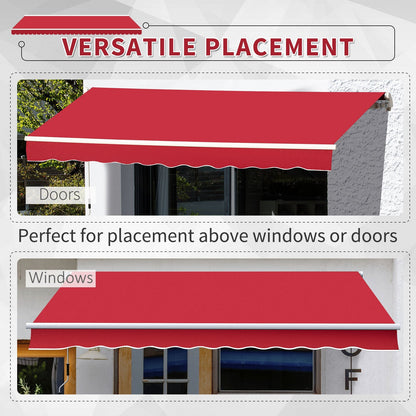 12' x 10' Retractable Awning Patio UV Resistant Fabric and Aluminum Frame for Deck, Balcony, Yard, Wine Red Deck Awnings   at Gallery Canada