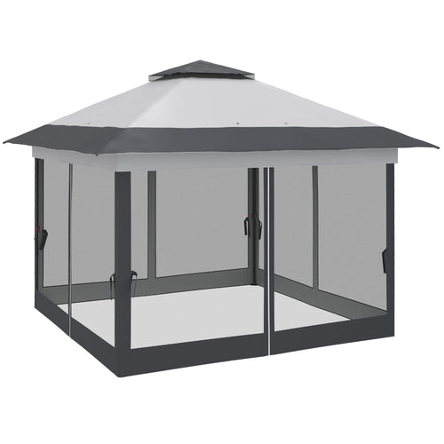 12' x 12' Foldable Pop-up Party Tent Instant Canopy Sun Shade Gazebo Shelter Steel Frame Oxford w/ Roller Bag, Grey