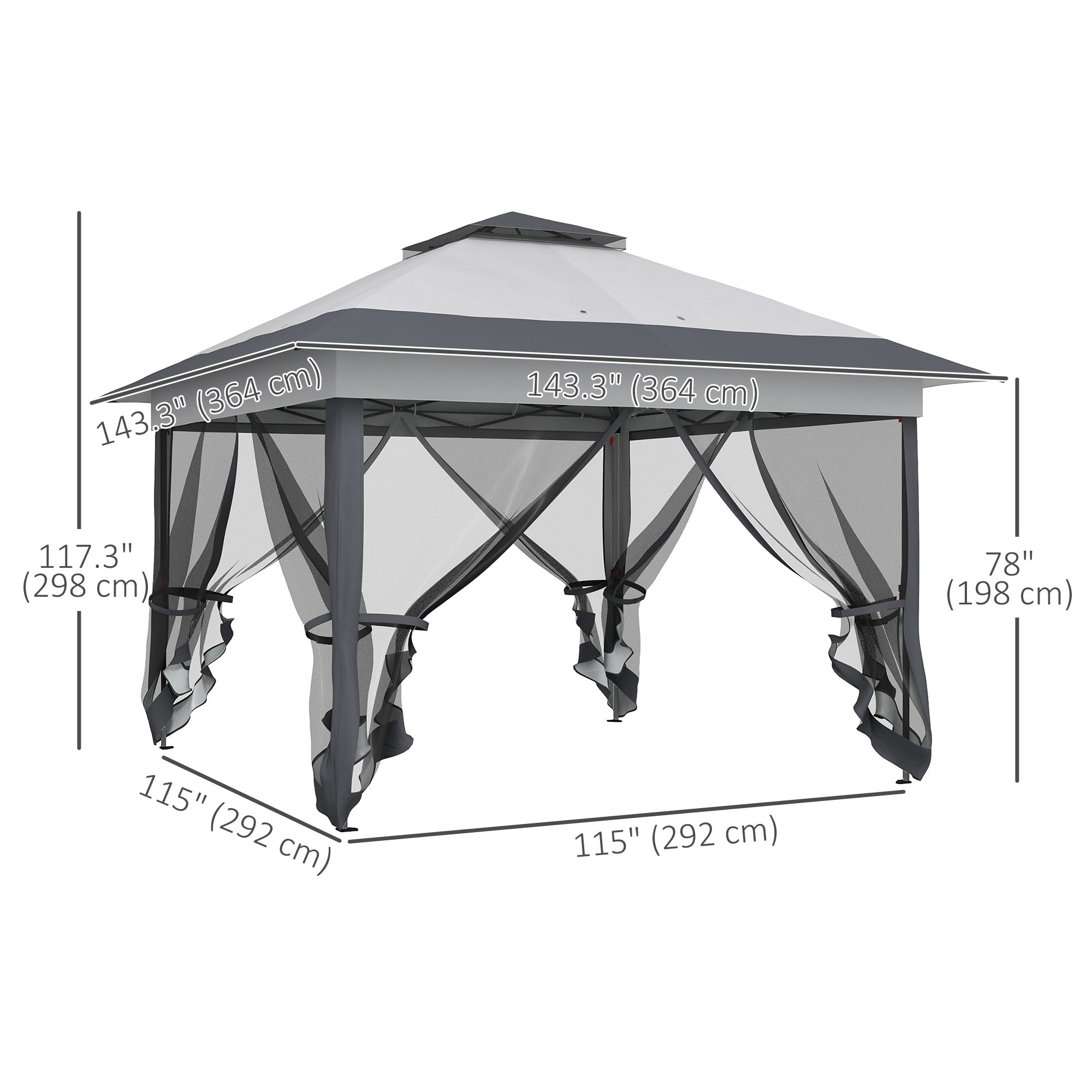 12' x 12' Foldable Pop-up Party Tent Instant Canopy Sun Shade Gazebo Shelter Steel Frame Oxford w/ Roller Bag, Grey Pop Up Canopies   at Gallery Canada