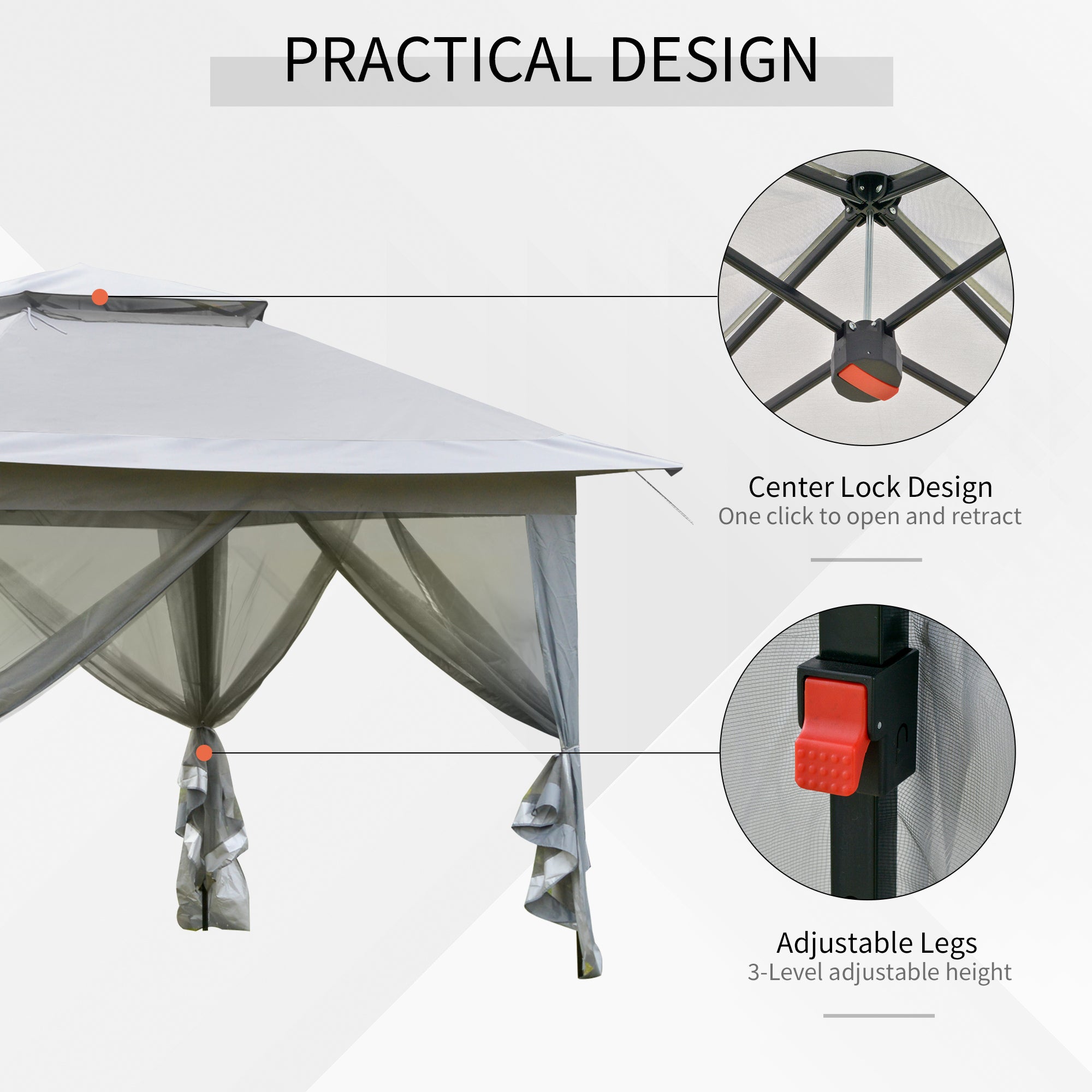 12' x 12' Foldable Pop-up Party Tent Instant Canopy Sun Shade Gazebo Shelter Steel Frame Oxford w/ Roller Bag, Light Grey Pop Up Canopies   at Gallery Canada