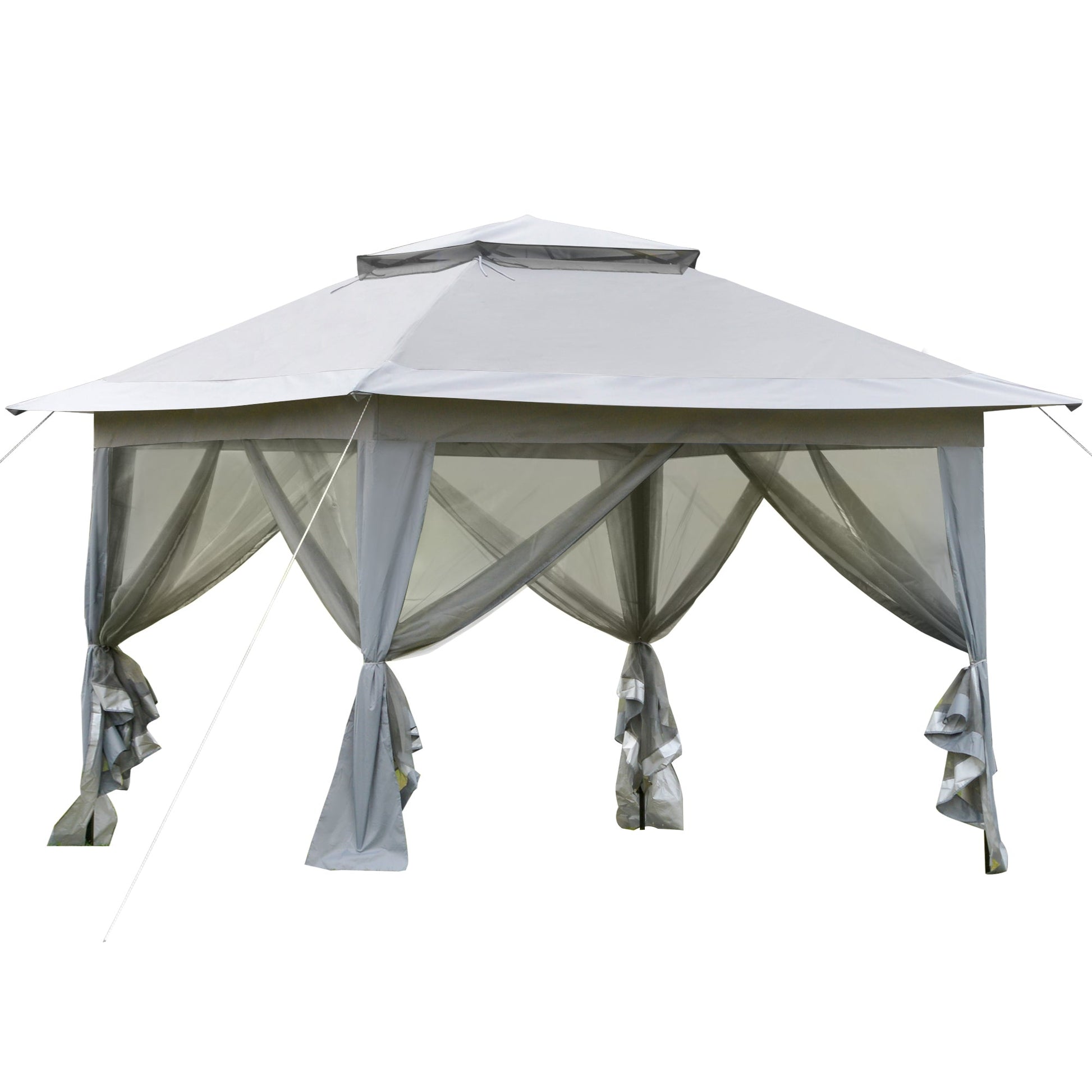 12' x 12' Foldable Pop-up Party Tent Instant Canopy Sun Shade Gazebo Shelter Steel Frame Oxford w/ Roller Bag, Light Grey Pop Up Canopies Multi Colour  at Gallery Canada