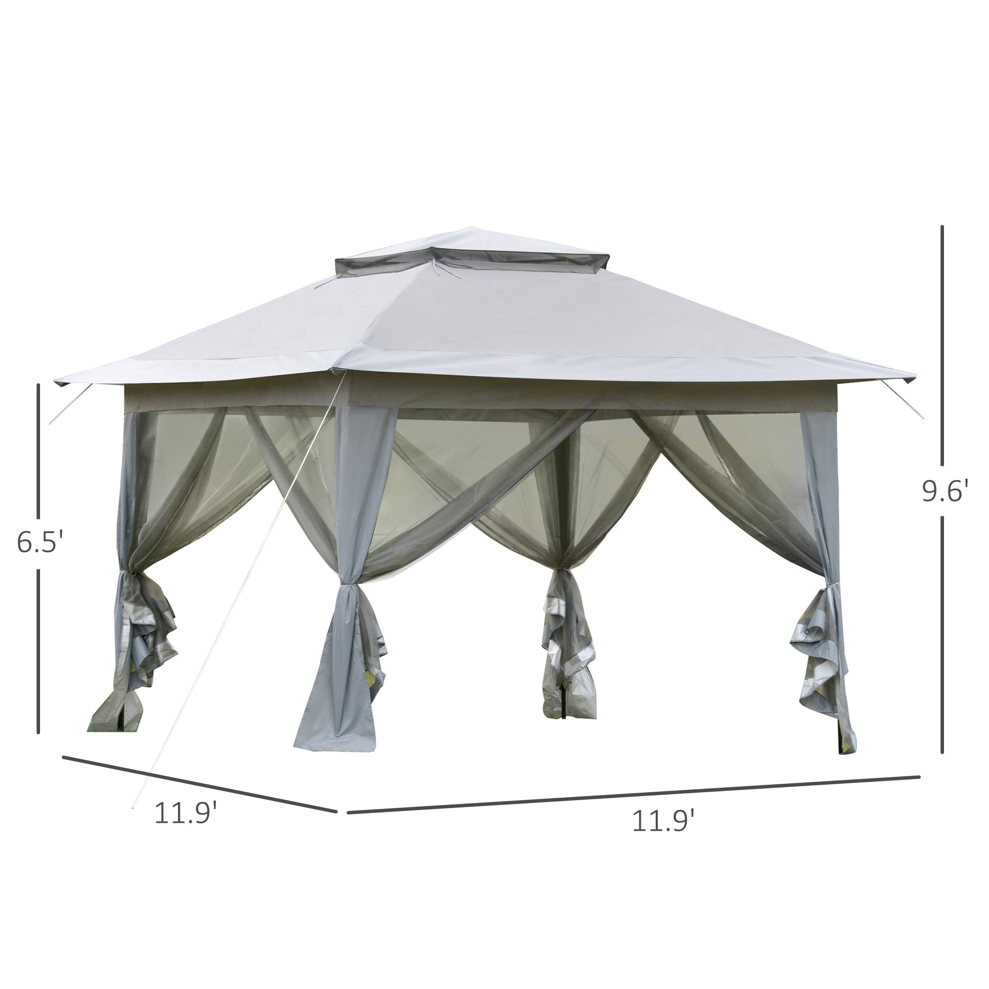 12' x 12' Foldable Pop-up Party Tent Instant Canopy Sun Shade Gazebo Shelter Steel Frame Oxford w/ Roller Bag, Light Grey Pop Up Canopies   at Gallery Canada