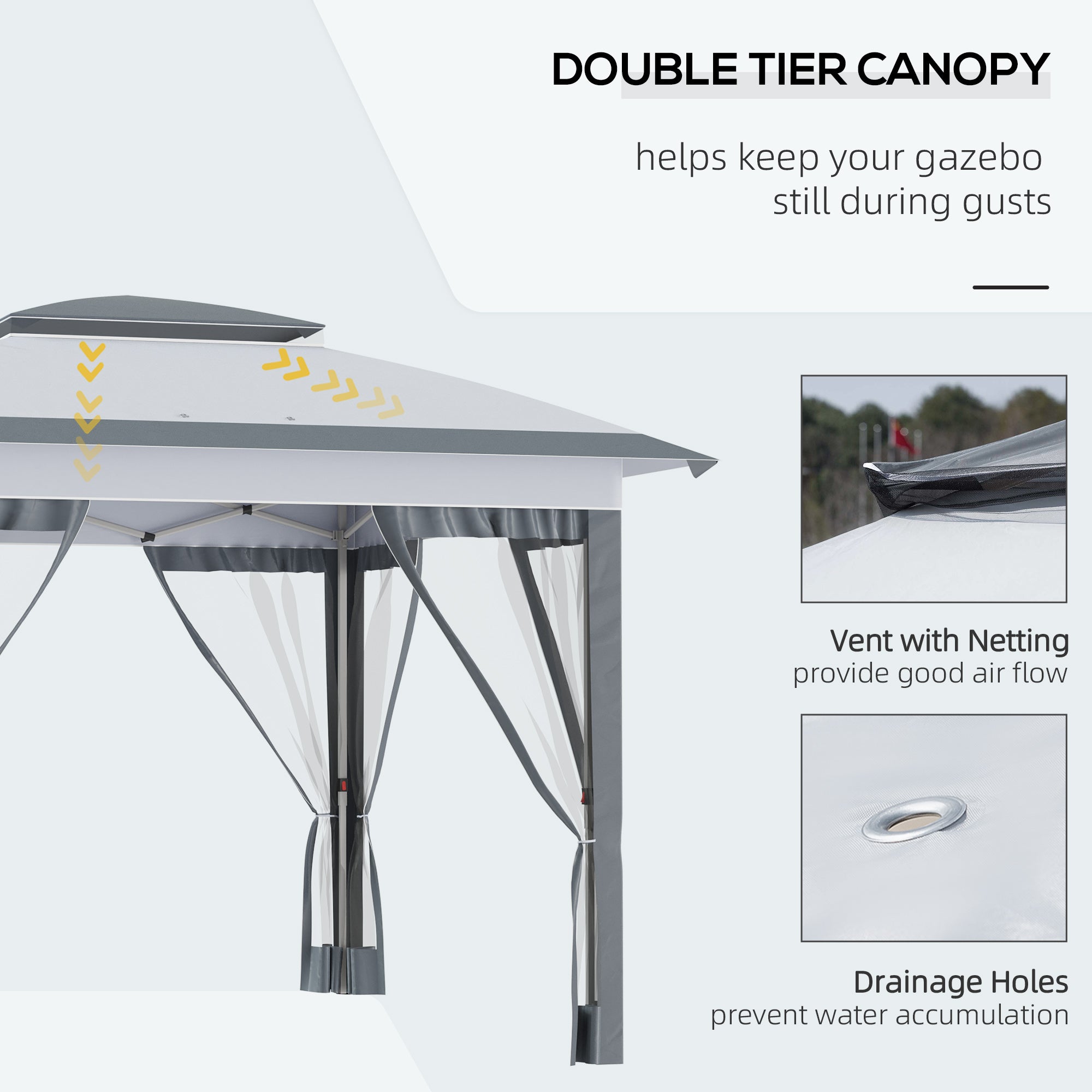 12' x 12' Pop Up Canopy Sun Shade Instant Tent Folding with Mesh Sidewalls, 3-Level Adjustable Height and Storage Bag, Gray Pop Up Canopies   at Gallery Canada