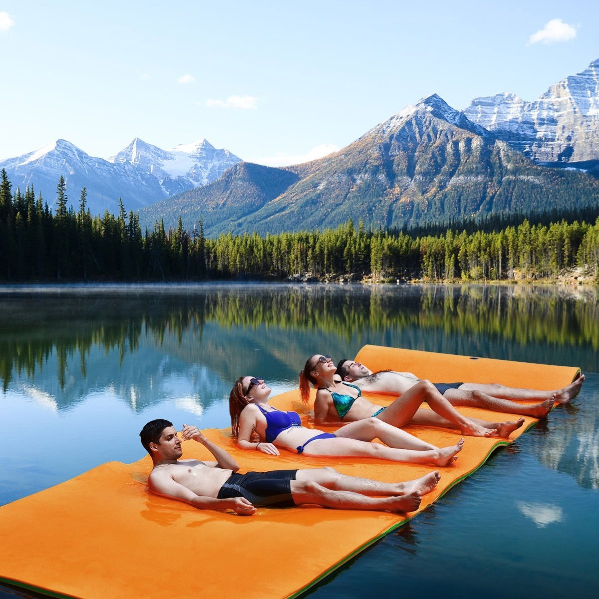 12 x 6 Feet 3 Layer Floating Water Pad, Orange Swimming   at Gallery Canada