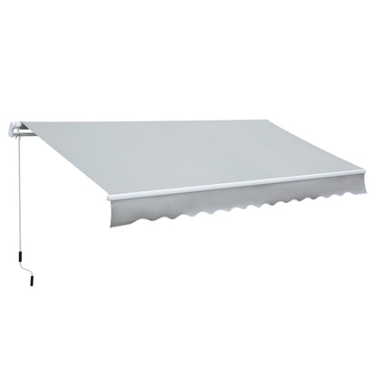 Retractable 12' x 8' Patio Awning with Manual Crank, UV & Water-Resistant, Grey Deck Awnings Light Grey  at Gallery Canada