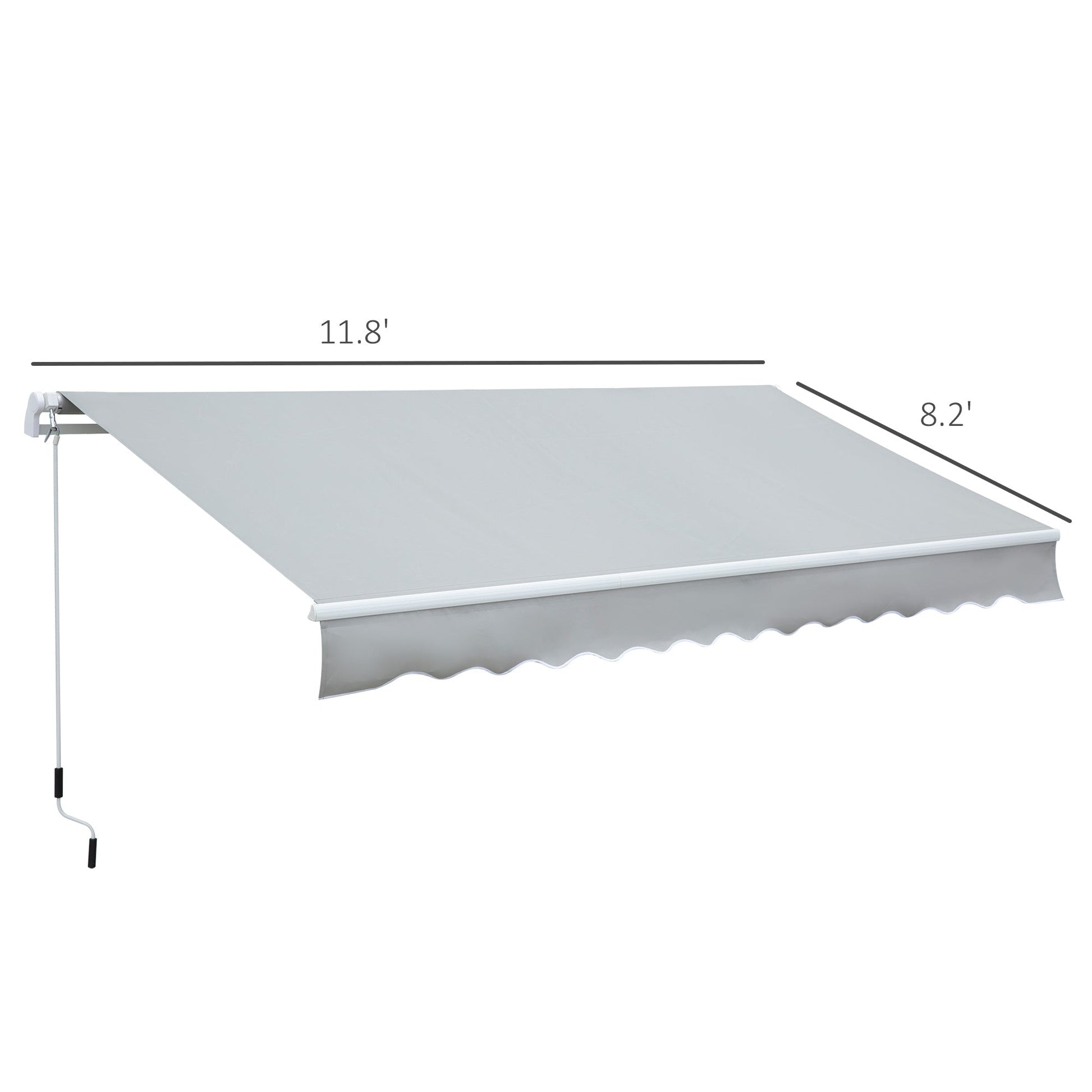 Retractable 12' x 8' Patio Awning with Manual Crank, UV & Water-Resistant, Grey Deck Awnings   at Gallery Canada