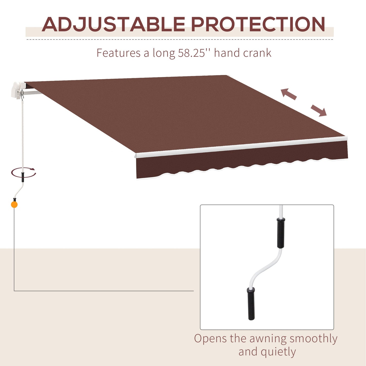 12' x 8' Retractable Patio Awning Sunshade Shelter w/ Manual Crank Handle UV &; Water-Resistant for Deck Balcony Coffee Patio Awnings   at Gallery Canada