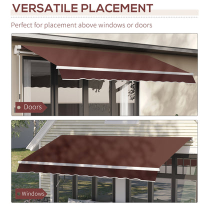 12' x 8' Retractable Patio Awning Sunshade Shelter w/ Manual Crank Handle UV &; Water-Resistant for Deck Balcony Coffee Patio Awnings   at Gallery Canada