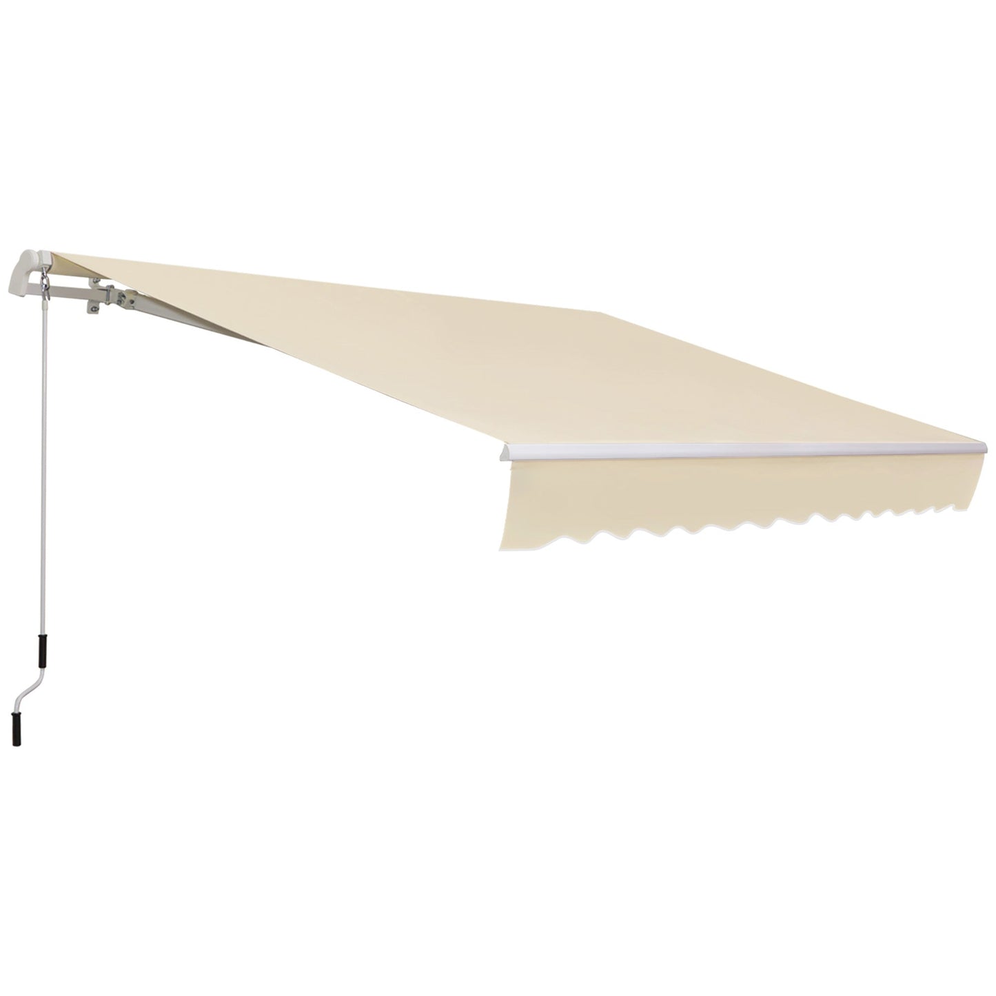 12' x 8' Retractable Patio Awning Sunshade Shelter with Manual Crank Handle UV &; Water-Resistant for Deck Balcony Cream Patio Awnings Cream  at Gallery Canada