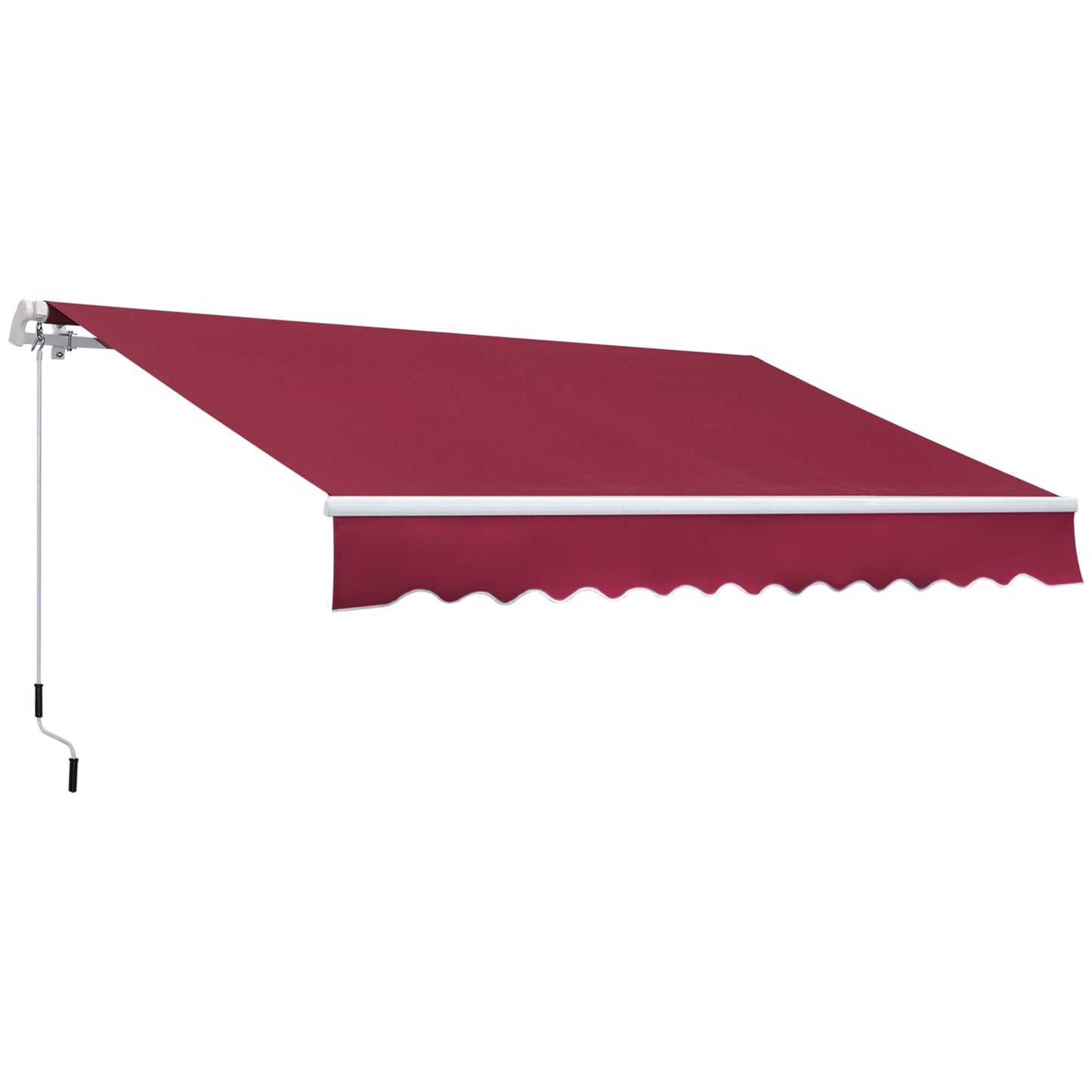 12' x 8' Retractable Patio Awning Sunshade Shelter with Manual Crank Handle UV &; Water-Resistant for Deck Balcony Red Patio Awnings Red  at Gallery Canada