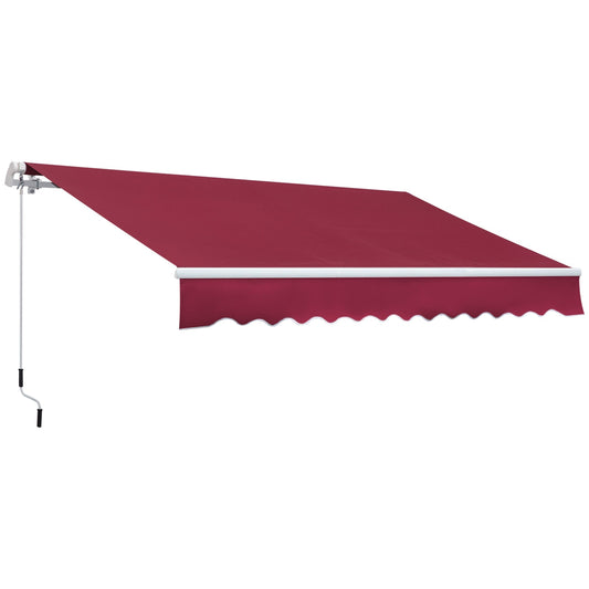 12' x 8' Retractable Patio Awning Sunshade Shelter with Manual Crank Handle UV &; Water-Resistant for Deck Balcony Red - Gallery Canada