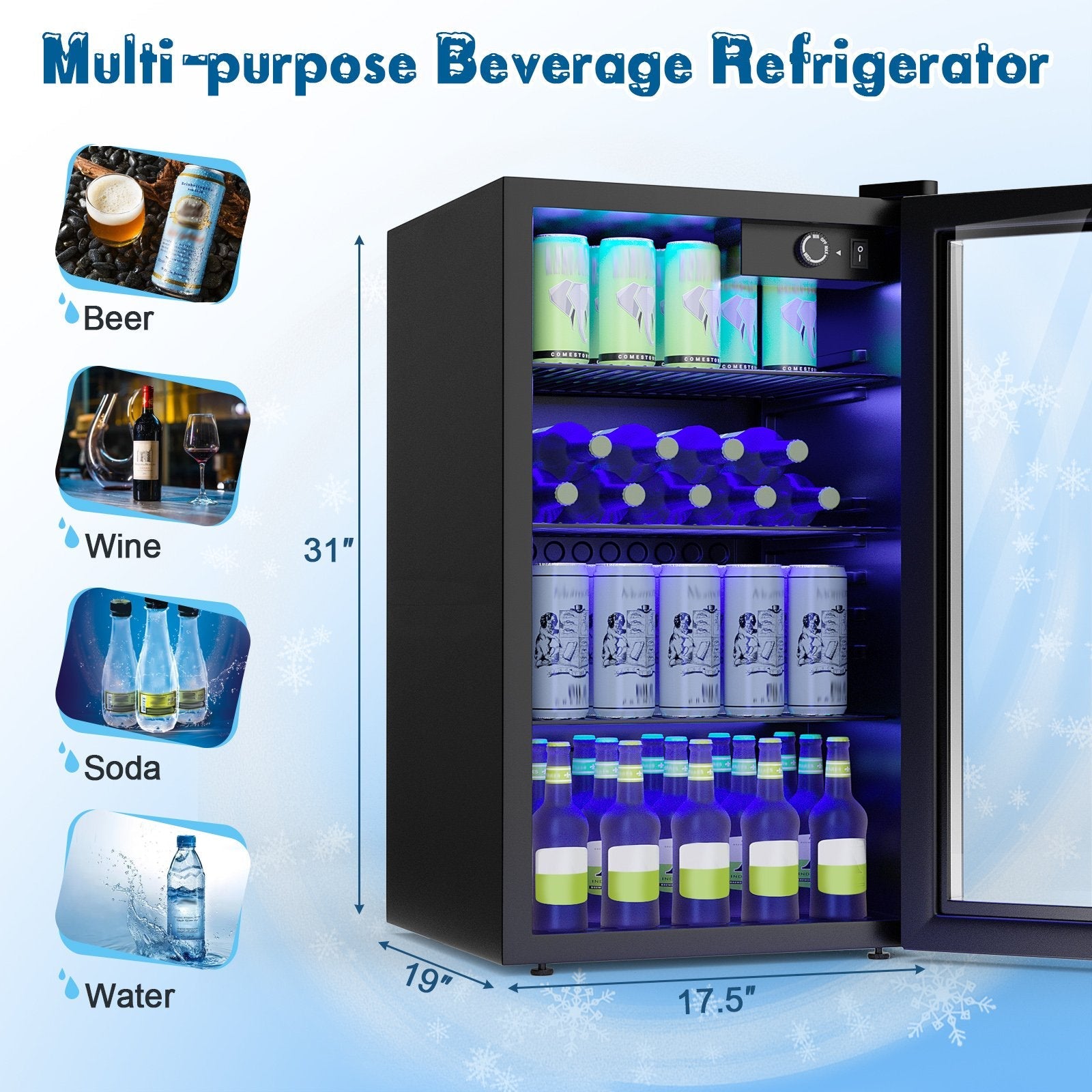 120 Can Beverage Mini Refrigerator with Glass Door Wine & Beverage Coolers   at Gallery Canada