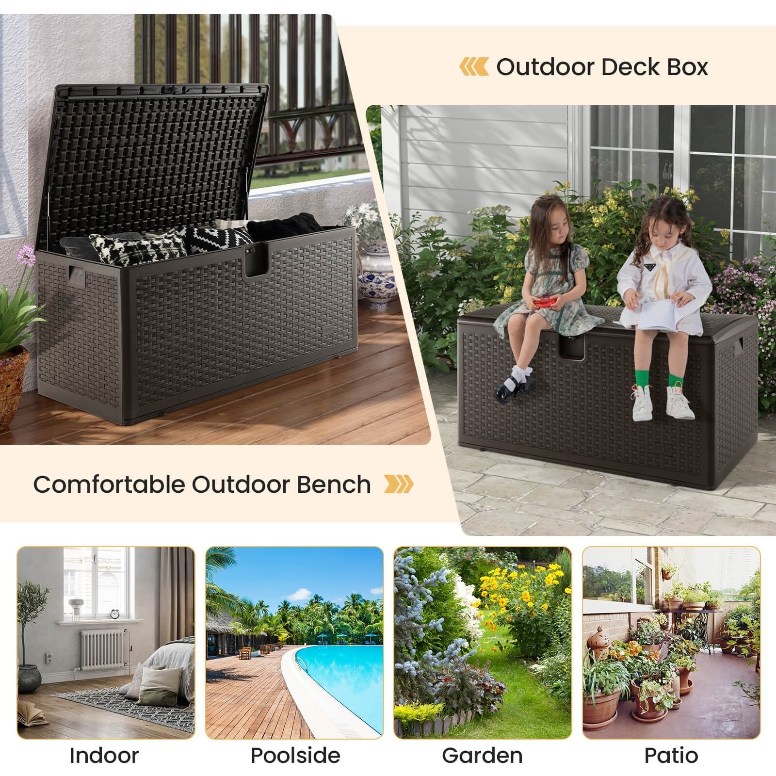 120 Gallon Outdoor Storage Box with Lockable Lid, Brown Sheds & Outdoor Storage   at Gallery Canada