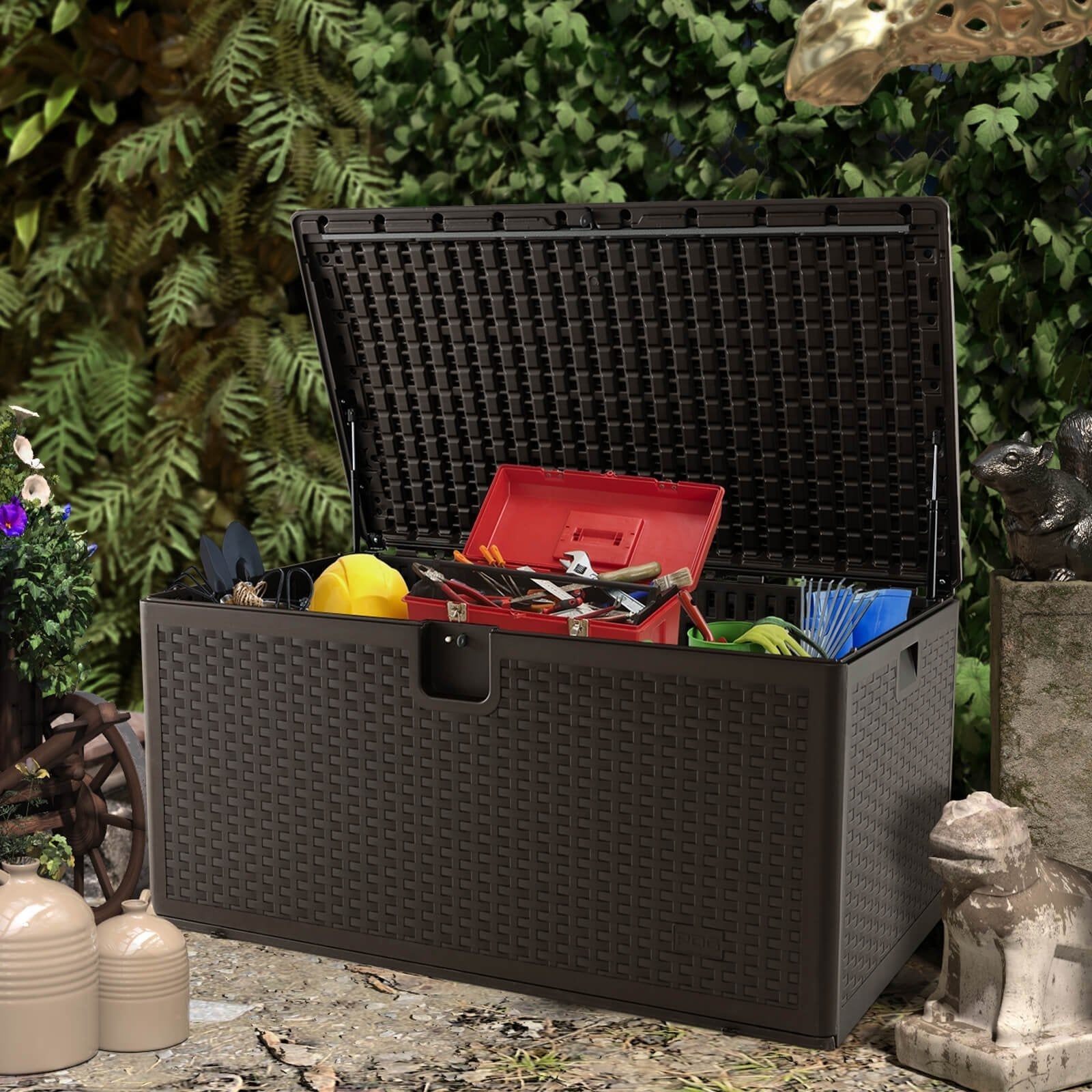 120 Gallon Outdoor Storage Box with Lockable Lid, Brown Sheds & Outdoor Storage   at Gallery Canada