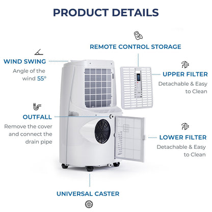 12000BTU 3-in-1 Portable Air Conditioner with Remote, White Portable Air Conditioners   at Gallery Canada