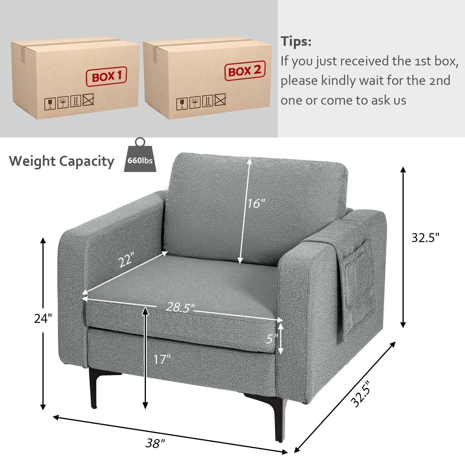 1/2/3/4-Seat Convertible Sectional Sofa with Reversible Ottoman-1-Seat, Gray Accent Chairs   at Gallery Canada