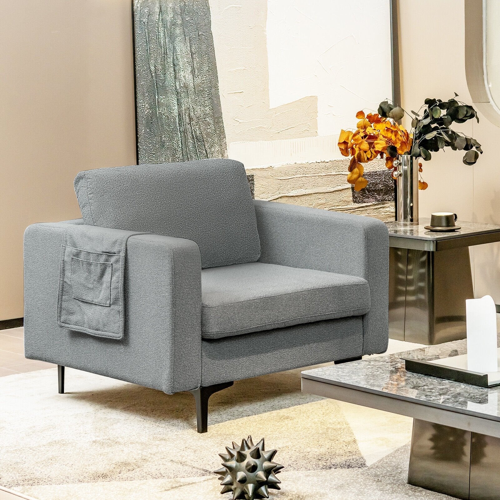 1/2/3/4-Seat Convertible Sectional Sofa with Reversible Ottoman-1-Seat, Gray Accent Chairs   at Gallery Canada