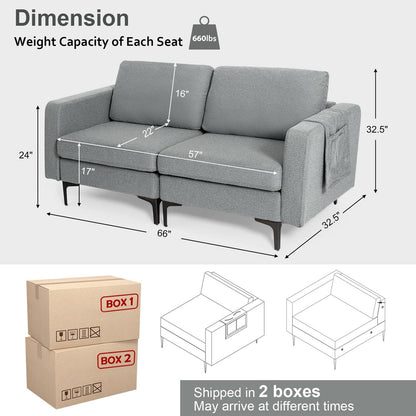 1/2/3/4-Seat Convertible Sectional Sofa with Reversible Ottoman-2-Seat, Gray Sofas & Loveseats   at Gallery Canada