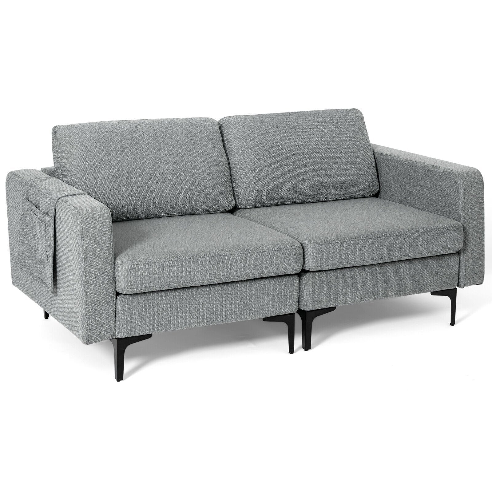 1/2/3/4-Seat Convertible Sectional Sofa with Reversible Ottoman-2-Seat, Gray Sofas & Loveseats   at Gallery Canada