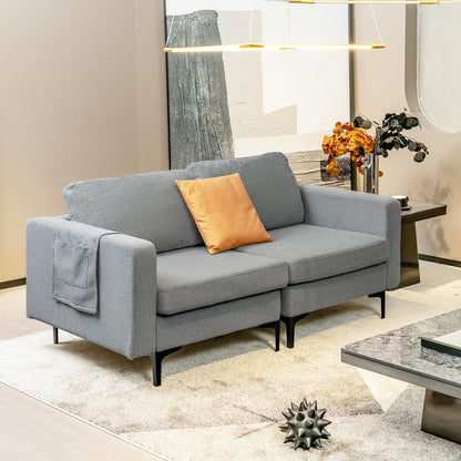 1/2/3/4-Seat Convertible Sectional Sofa with Reversible Ottoman-2-Seat, Gray Sofas & Loveseats   at Gallery Canada