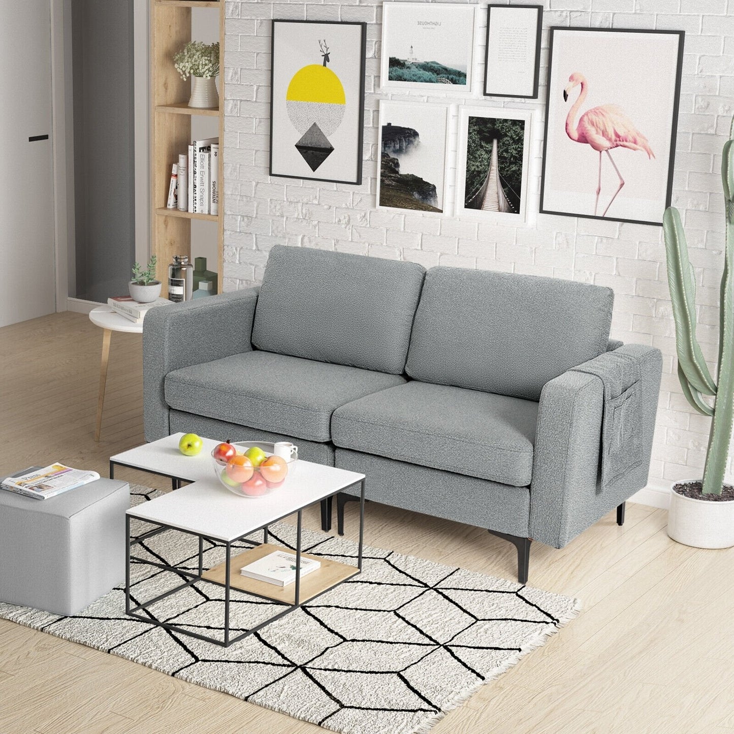 1/2/3/4-Seat Convertible Sectional Sofa with Reversible Ottoman-2-Seat, Gray Sofas & Loveseats   at Gallery Canada