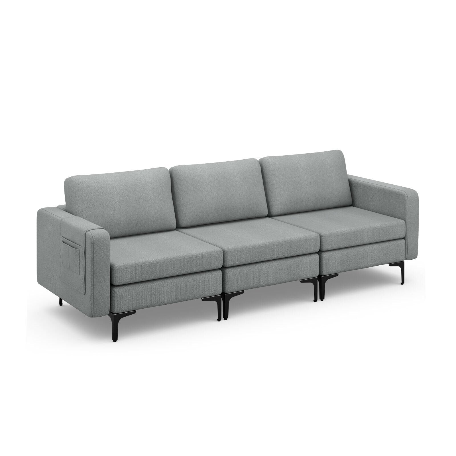 1/2/3/4-Seat Convertible Sectional Sofa with Reversible Ottoman-3-Seat, Gray Sofas & Loveseats   at Gallery Canada