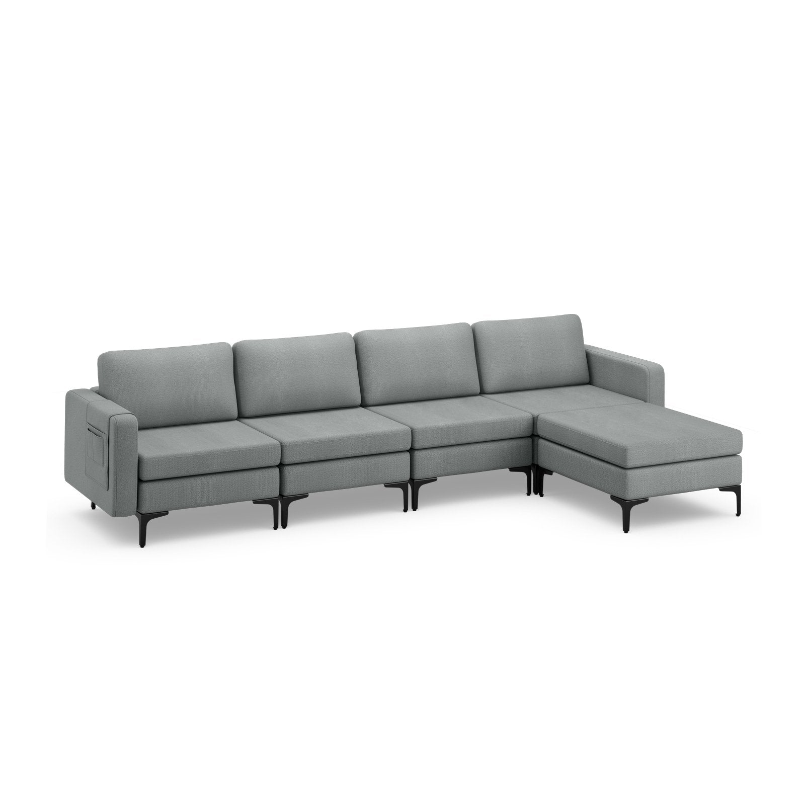 1/2/3/4-Seat Convertible Sectional Sofa with Reversible Ottoman-4-Seat L-shaped with 2 USB Ports, Gray Sofas & Loveseats   at Gallery Canada