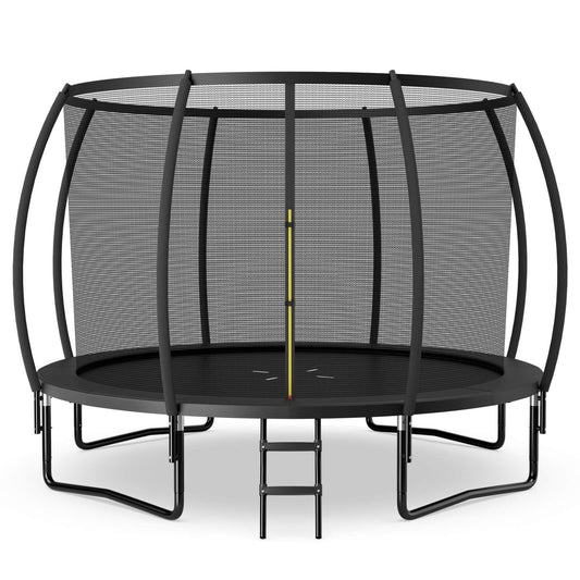 12FT ASTM Approved Recreational Trampoline with Ladder, Black Trampolines   at Gallery Canada