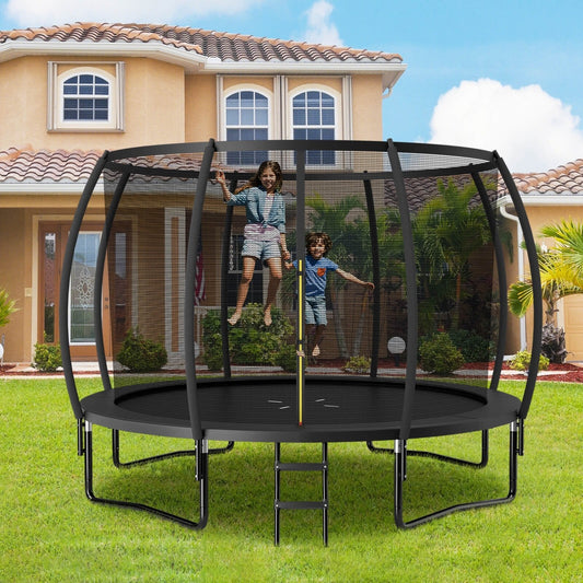 12FT ASTM Approved Recreational Trampoline with Ladder, Black Trampolines   at Gallery Canada