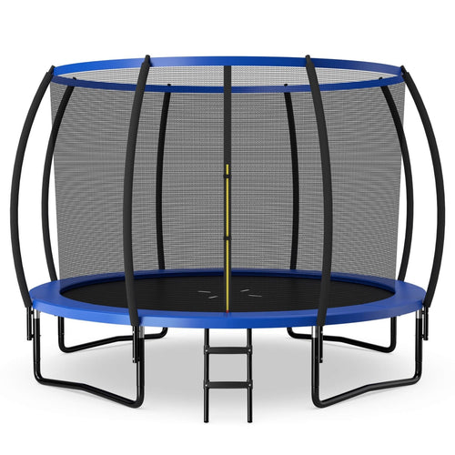 12FT ASTM Approved Recreational Trampoline with Ladder, Blue