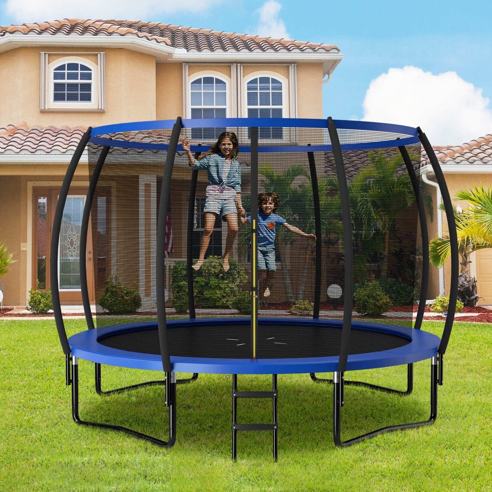 12FT ASTM Approved Recreational Trampoline with Ladder, Blue Trampolines   at Gallery Canada