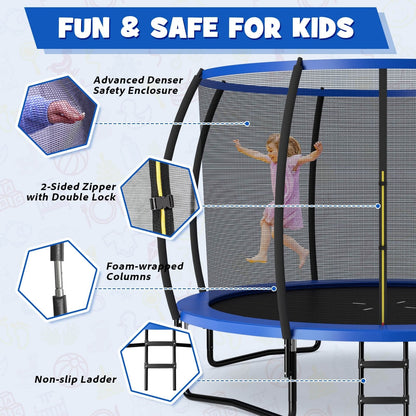 12FT ASTM Approved Recreational Trampoline with Ladder, Blue Trampolines   at Gallery Canada