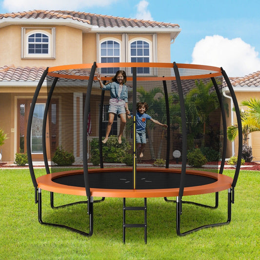 12FT ASTM Approved Recreational Trampoline with Ladder, Orange Trampolines   at Gallery Canada