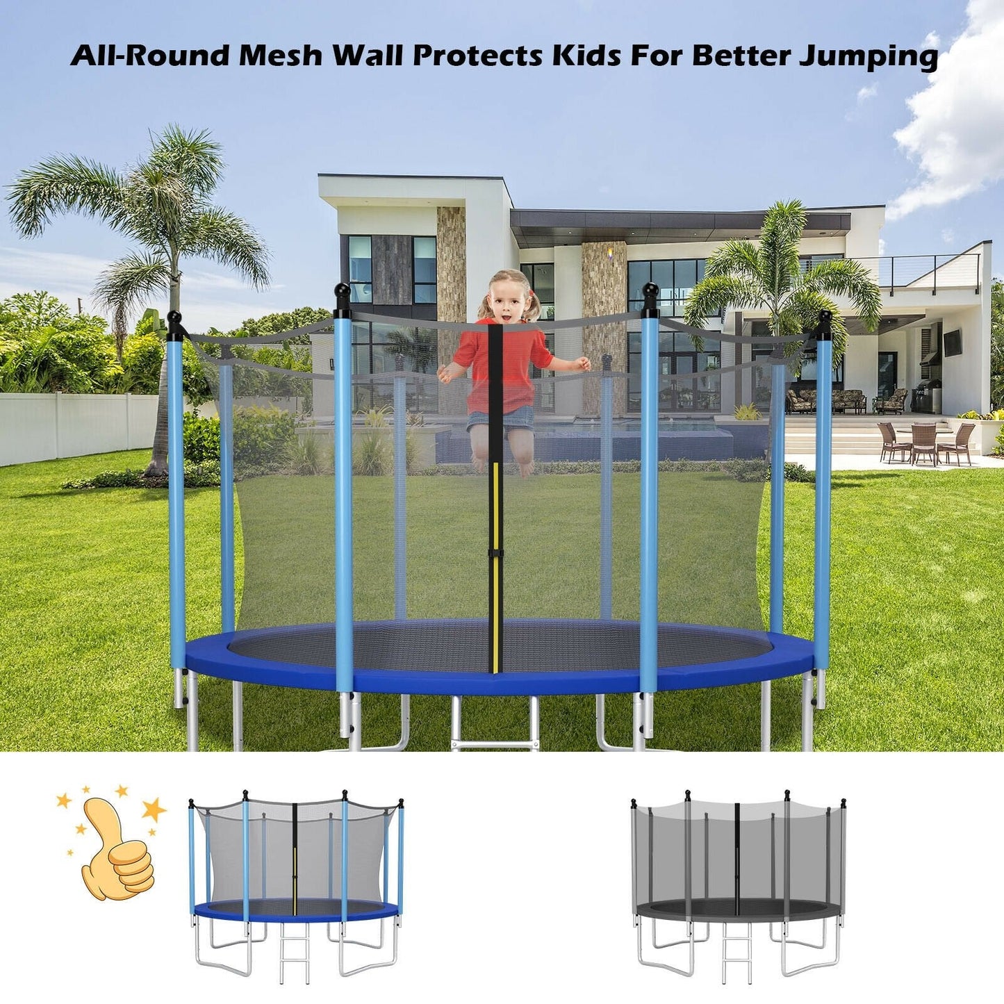 12Ft Replacement Weather-Resistant Trampoline Safety Enclosure Net, Black Trampoline Accessories   at Gallery Canada