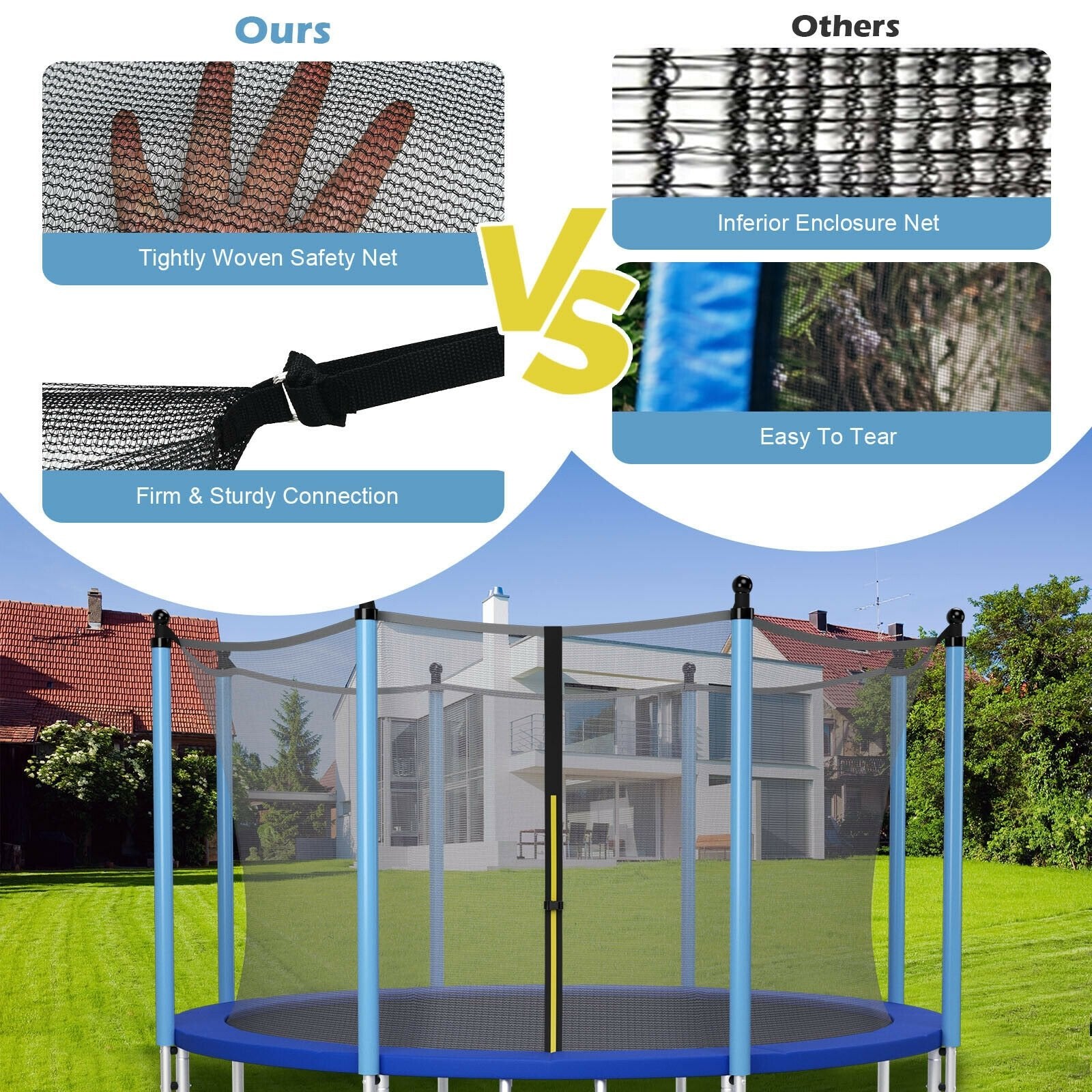 12Ft Replacement Weather-Resistant Trampoline Safety Enclosure Net, Black Trampoline Accessories   at Gallery Canada